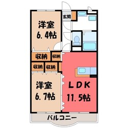 宇都宮駅 バス32分  西三の沢下車：停歩12分 2階の物件間取画像